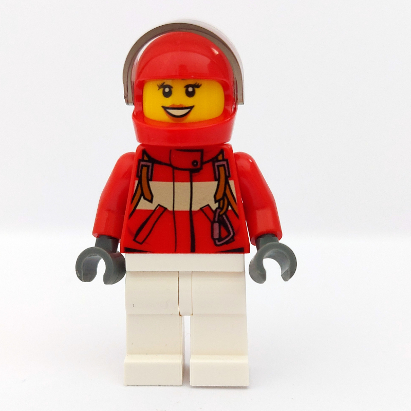 Paramedic, Woman, Red Jacket, White Legs, Red Helmet with Visor