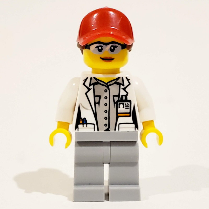 Scientist - White Torso, Labcoat, Light Bluish grey Legs, Red Cap