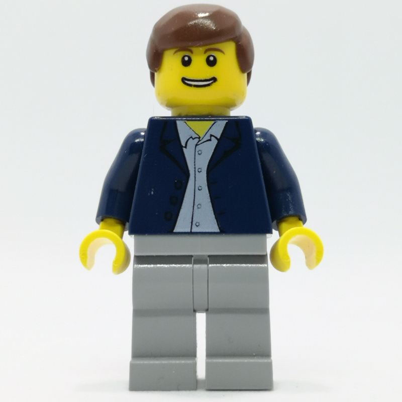 Man, Open Dark Blue Jacket, Light Bluish Gray Legs, Reddish Brown Hair
