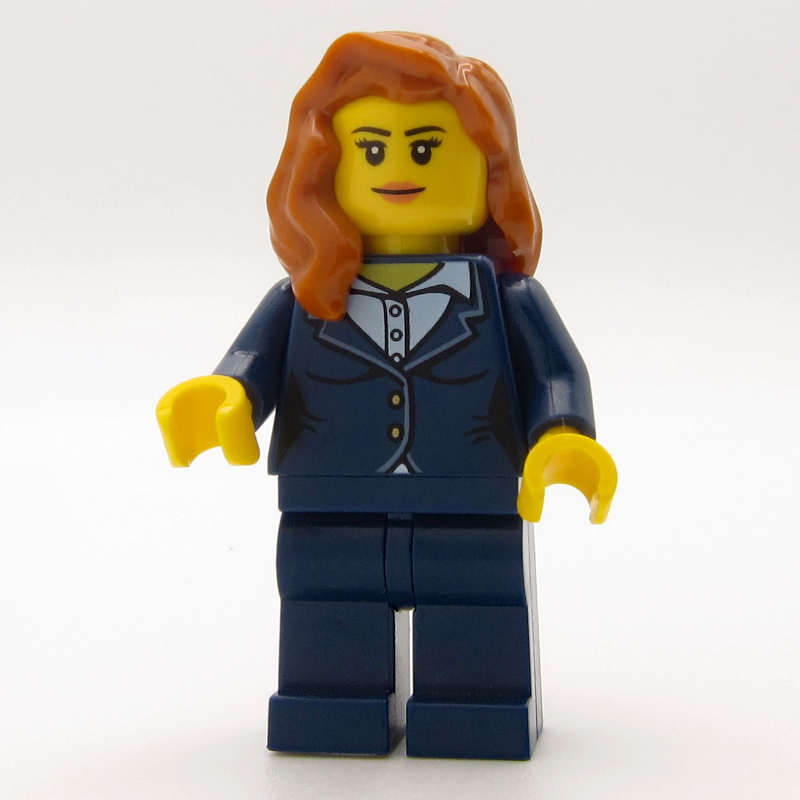 Woman, Dark Blue Suit, Dark Orange Hair