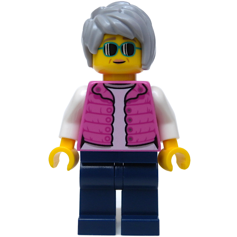 Woman, Dark Pink Jacket, Dark Blue Legs, Light Bluish Gray Hair