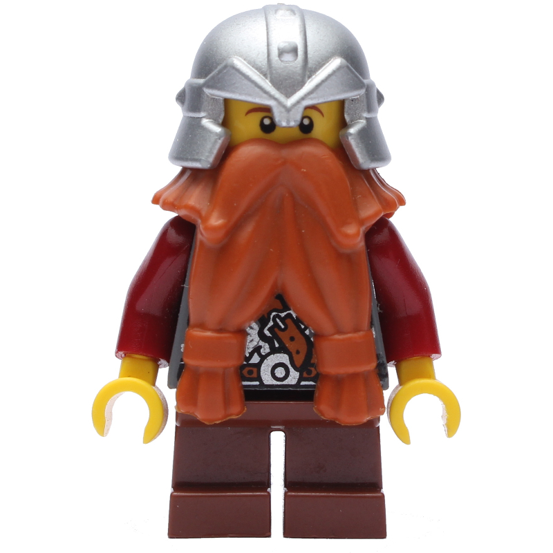 Dwarf, Dark Orange Beard, Metallic Silver Helmet
