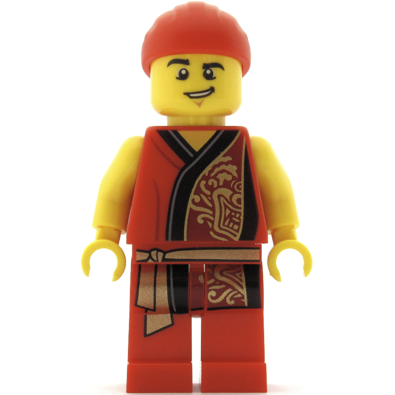 Man, Red Robe with Gold Sash Belt, Red Bandanna