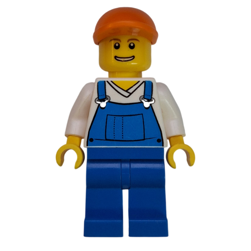 White Torso, Blue Overall, Orange Cap