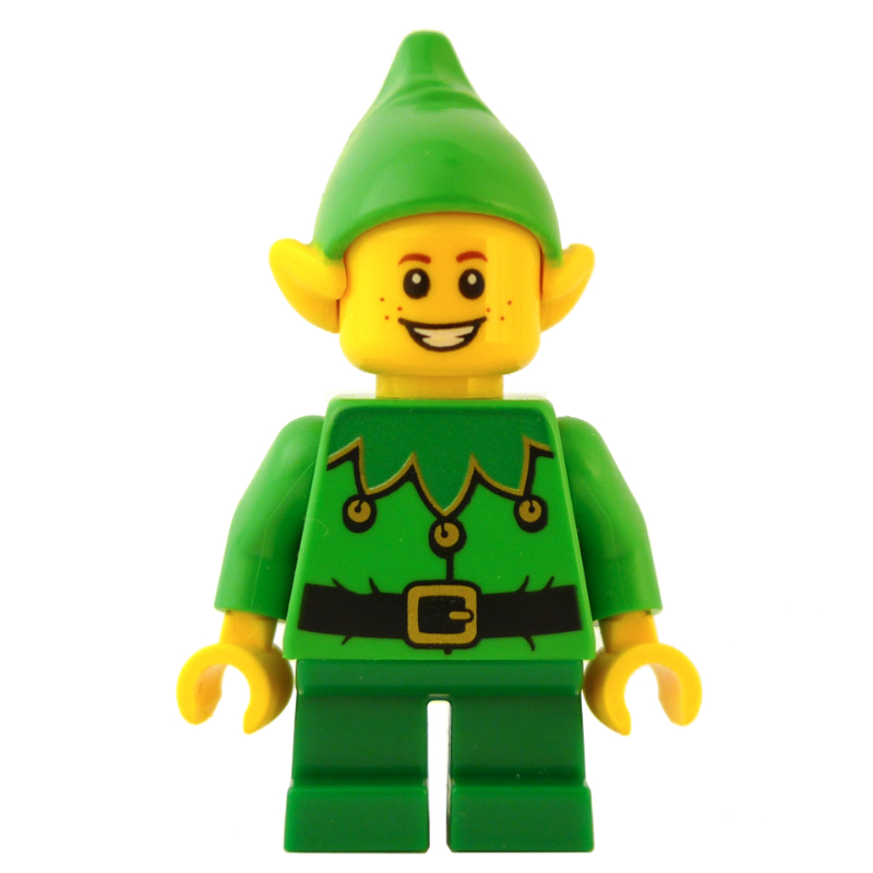 Elf - Bright Green Torso, Green legs, Bright Green Hat, Broad Smile