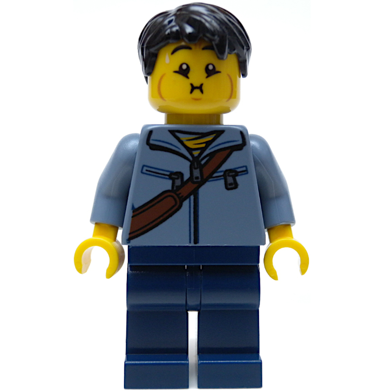 Sand Blue Torso, Dark Blue Legs, Black Hair