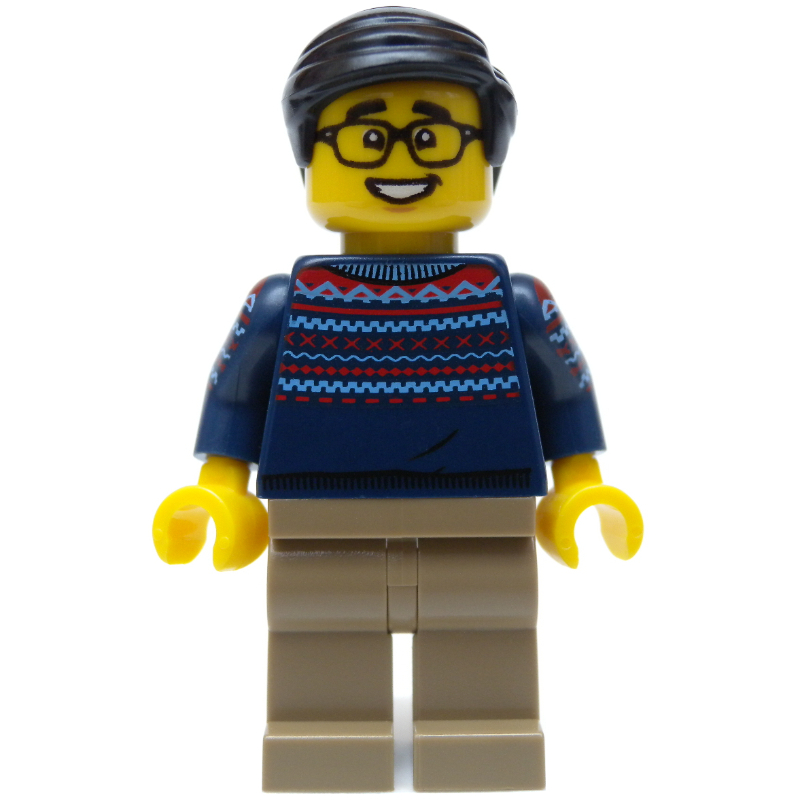 Dark Blue Torso, Tan Legs, Black Hair