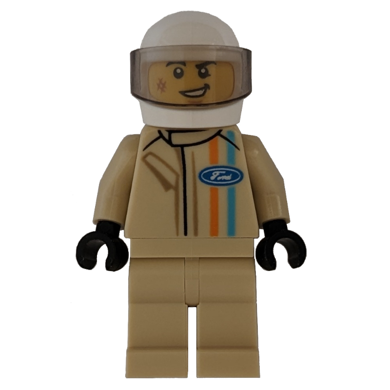 Race Driver - Tan Torso, Legs, White Helmet