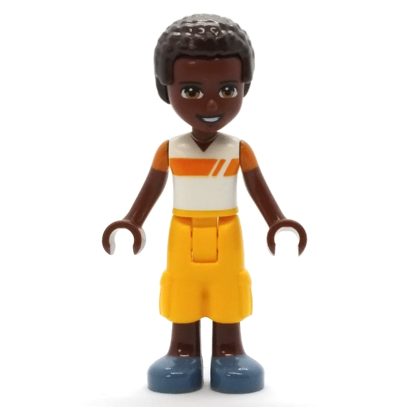 Elijah - White/Orange Shirt, Bright Light Orange Pants, Dark Brown Hair