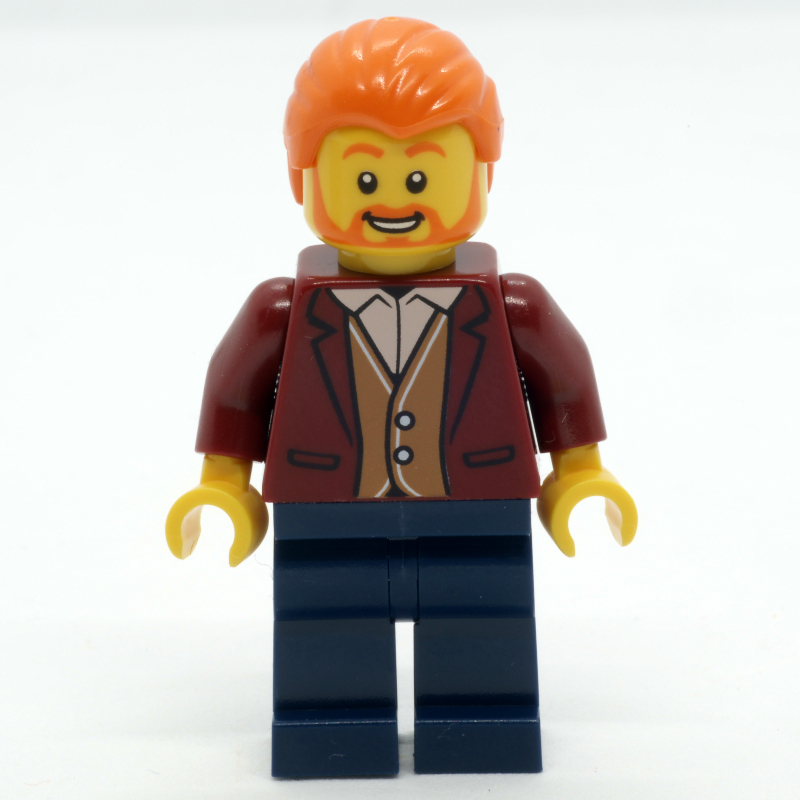 Man, Dark Red Jacket, Dark Blue Legs, Orange Hair