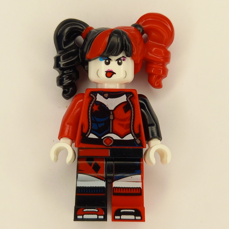 Harley Quinn in Black and Red Jester Outfit, Black/Red Hair