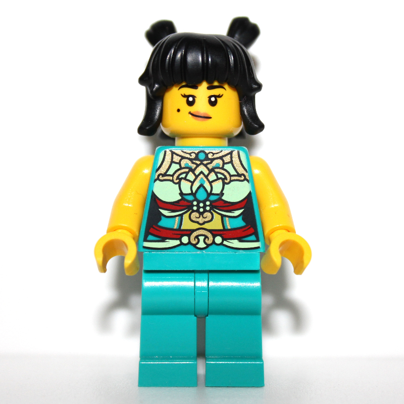 Dark Turquoise Torso, Chinese Decorations, Dark Turquoise Legs, Black Hair 2 Bunds