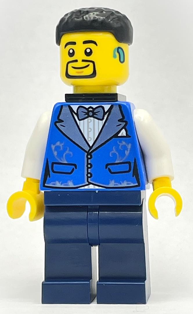 Bass Player - Blue Torso, Dark Blue Legs, Black Hair, Black Neck Bracket