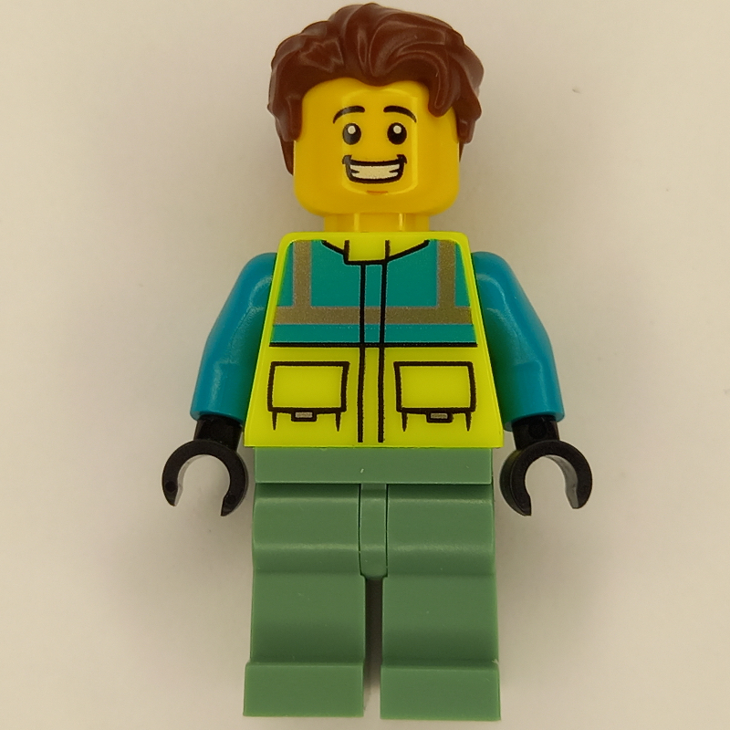 Paramedic - Vibrant Yellow Torso, Sand Green Legs, Reddish Brown Hair