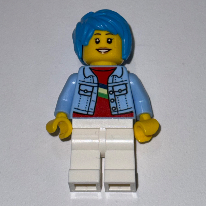Aki Jones - Bright Light Blue Jacket, White Legs, Dark Azure Hair