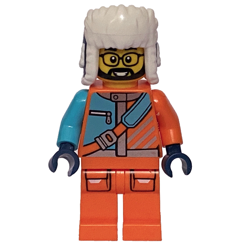 Arctic Explorer, Orange Suit, Dark Blue Ushanka Hat