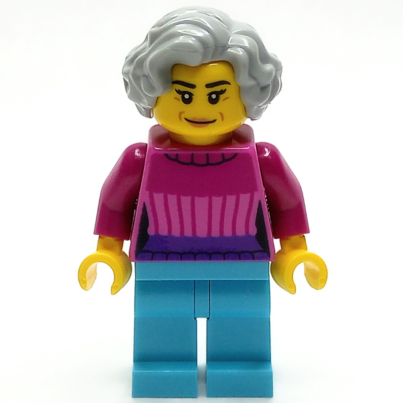 Woman, Dark Pink Top, Medium Azure Legs, Light Bluish Gray Hair