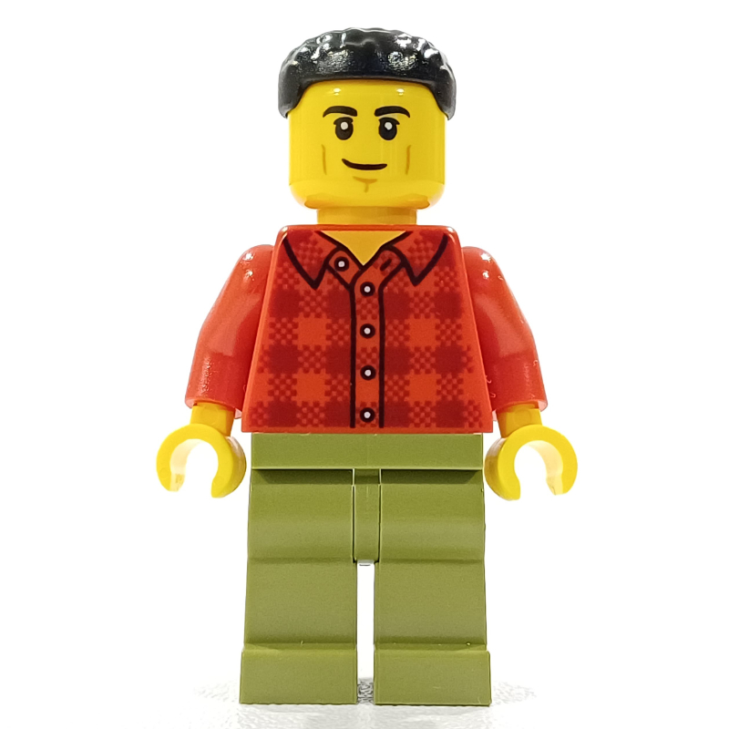 Man, Red Plaid Shirt, Olive Green Legs