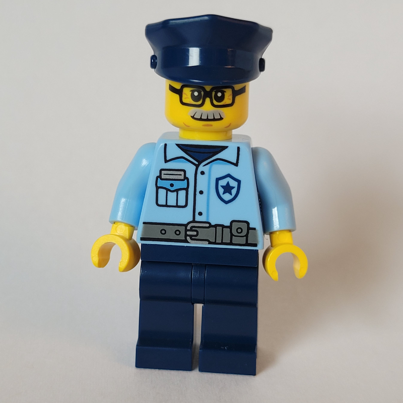 Police Officer - Bright Light Blue Torso, Dark Blue Legs, Dark Blue Cap