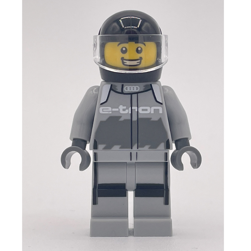 Race Driver - Light Bluish Grey Racing Suit, Black Helmet