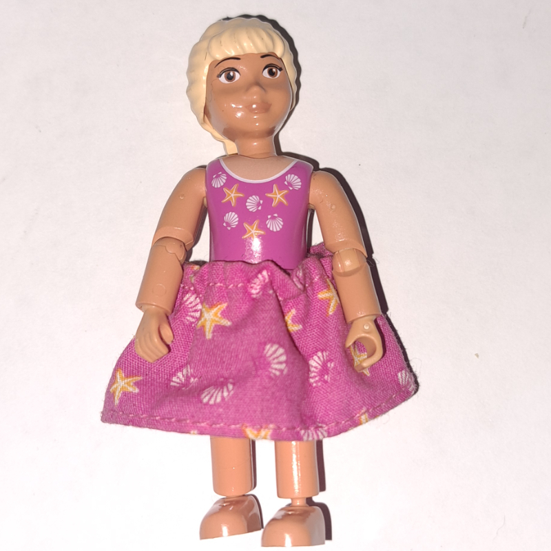 Minifigs Belville Figure, Girl, Medium Dark Pink Skirt, Bows, and Headbands (FIG-014903)