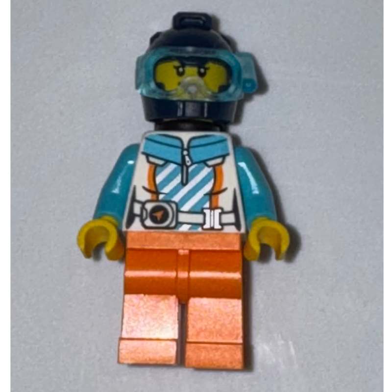 Diver, White, Medium Azure, and Orange Wetsuit, Black Airtanks, Dark Blue Helmet