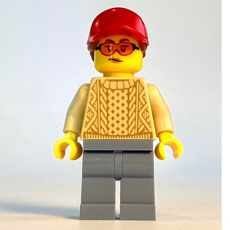 Tan Torso, Sand Blue Legs, Sunglasses, Red Cap, Orange Life Vest