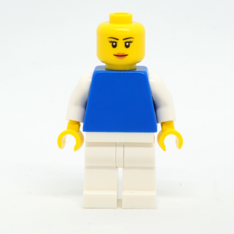 Woman, Blue Torso with White Arms, White Legs, Peach Lips