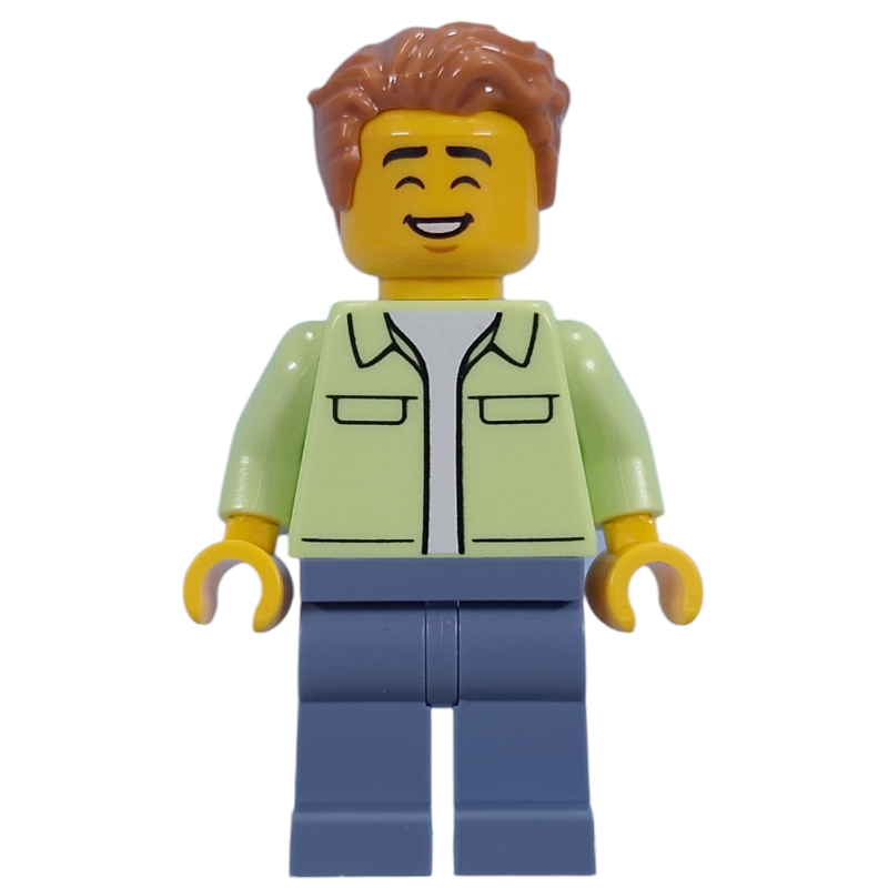 Visitor, Yellowish Green Torso, Sand Blue Legs, Medium Nougat Hair