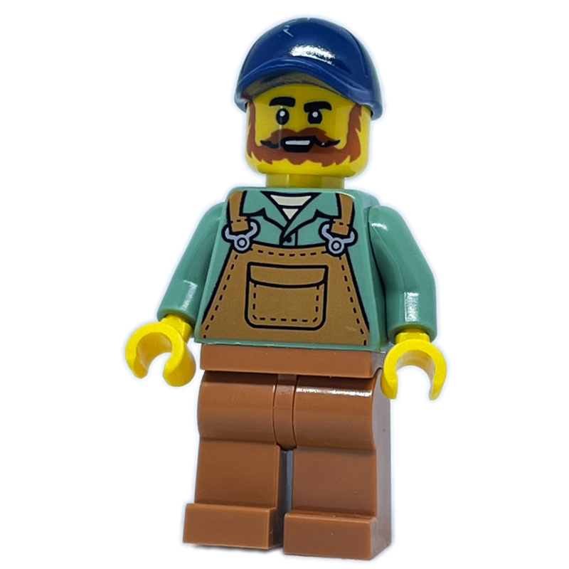 Farmer, Sand Green Shirt, Medium Nougat Legs, Dark Blue Cap