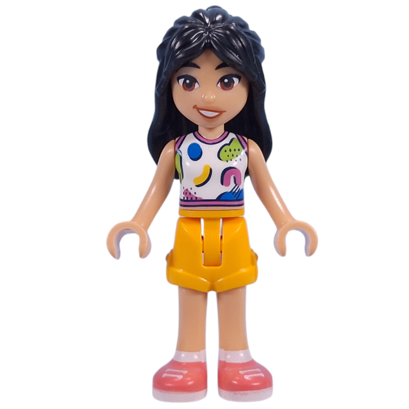 Liann - White Top, Bright Light Orange Skirt