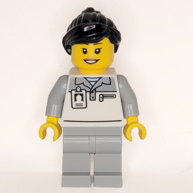 Garage Worker, White/Light Bluish Grey Suit, Black Hair
