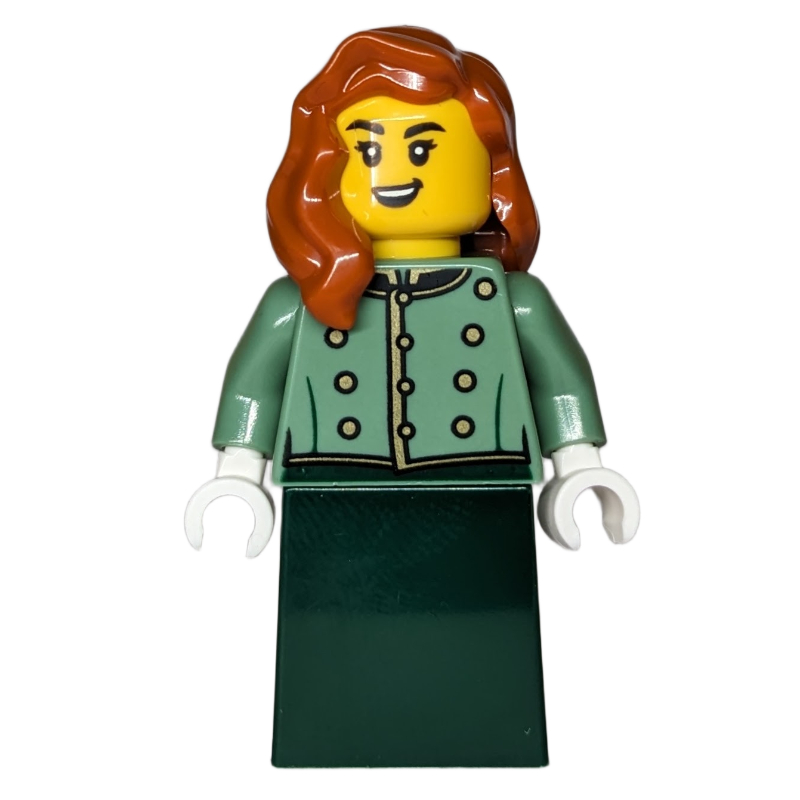 Passenger, Sand Green Torso, Dark Green Dress, Dark Orange Hair