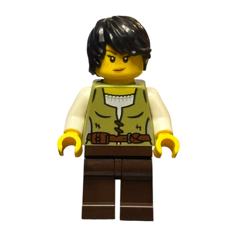 Snake Charmer, Olive Green Torso, Dark Brown Legs, Black Hair