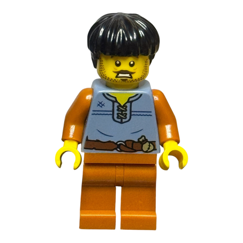 Cart Driver, Sand Blue Torso, Dark Orange Legs, Black Hair