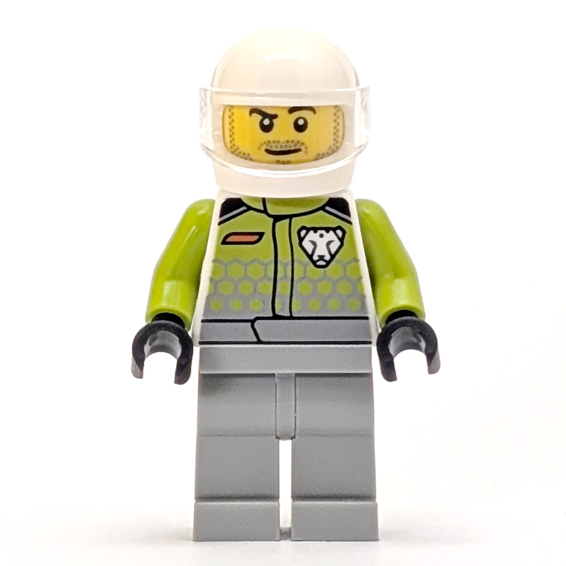 Race Driver, Lime Jacket, Light Bluish Gray Legs, White Helmet