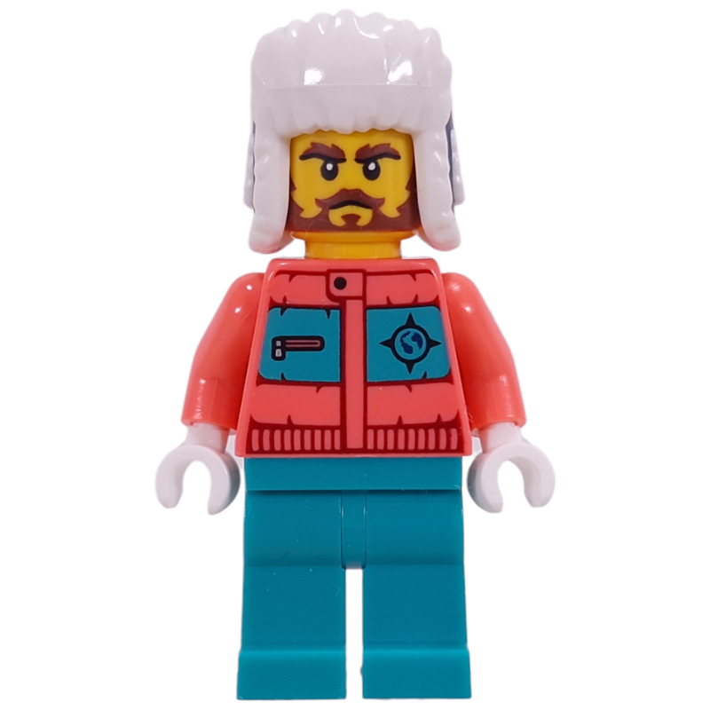 Arctic Explorer, Coral Torso, Dark Turquoise Legs, Dark Blue Ushanka