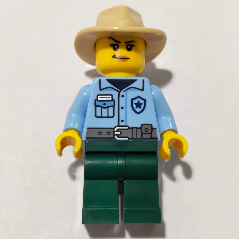 Ranger, Bright Light Blue Torso, Dark Green Legs, Fedora, Woman