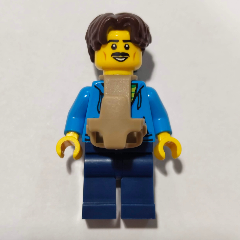 Dad, Dark Azure Torso, Dark Blue Legs, Dark Brown Hair, Baby Carrier
