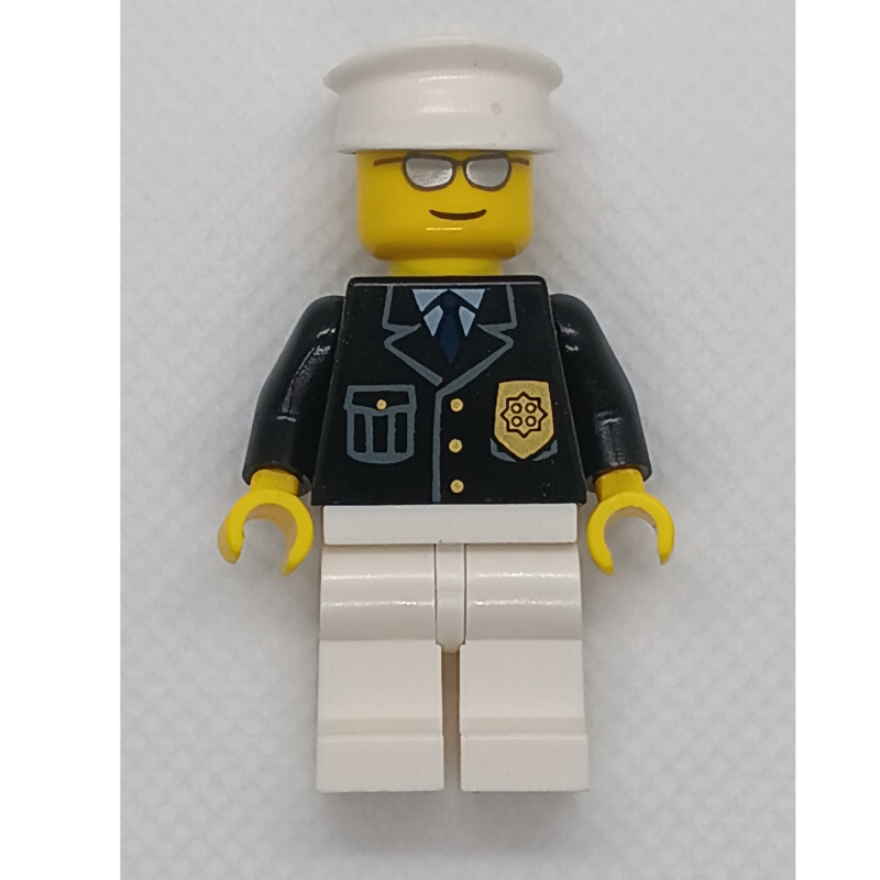 Police Officer, White Legs, Cap, Silver Glasses