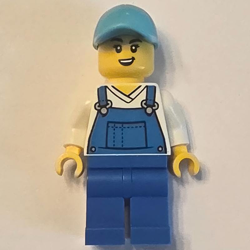 Car Wash Worker, Blue Overalls, Medium Azure Cap