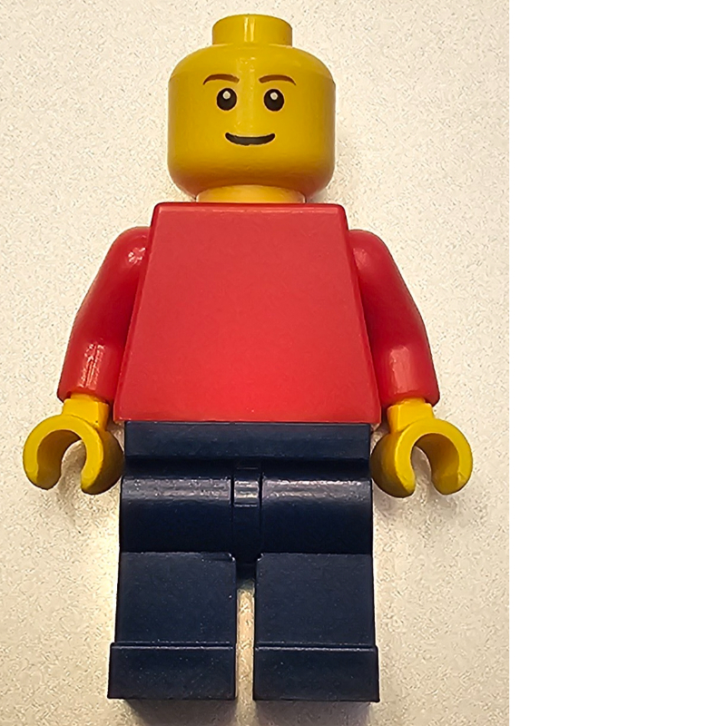 Red Torso, Dark Blue Legs, Red Speech Bubble