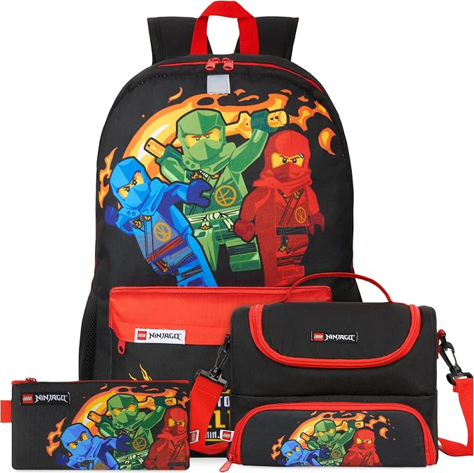 LEGO JWNLEG0003-1 Ninjago Backpack with Lunch Bag and Pencil Case