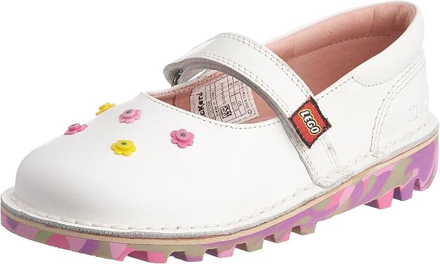 Kickers Kids Kick Bar LEGO Mary Jane Flats – White