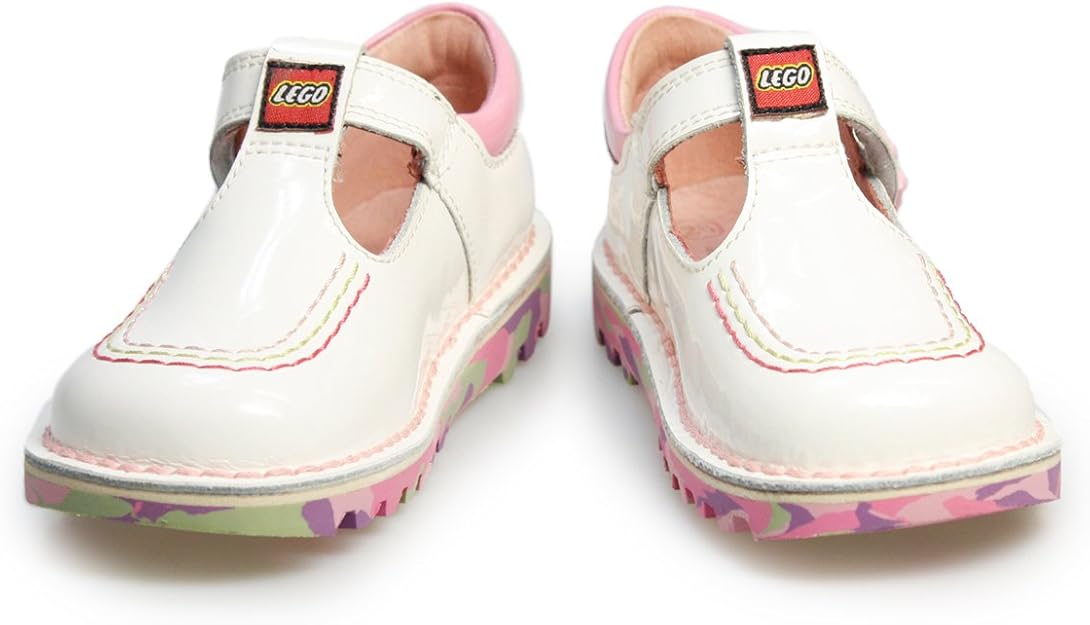 Kickers Kids Kick T Bar LEGO Casual Shoe – White