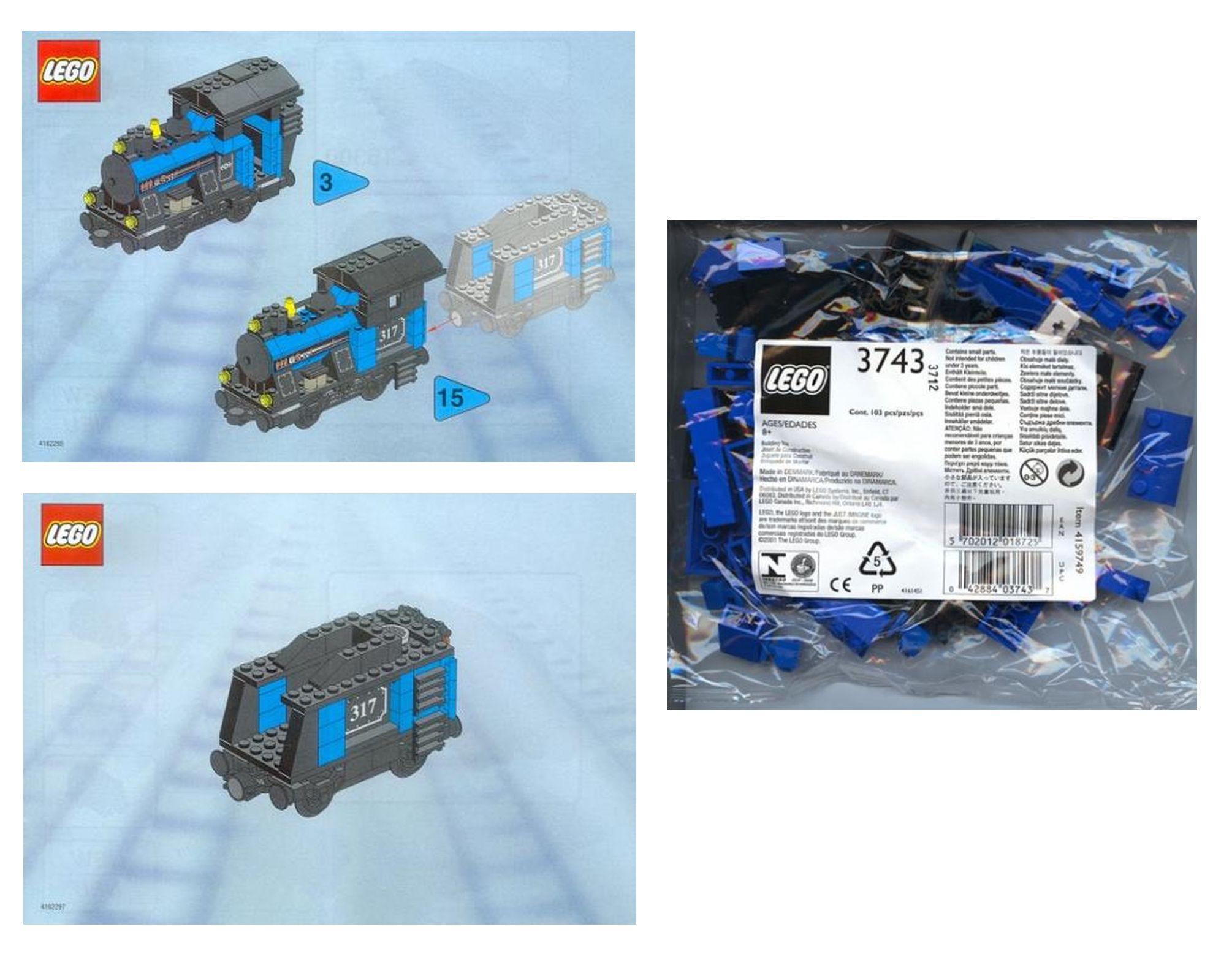 Small Train Engine with Tender Blue