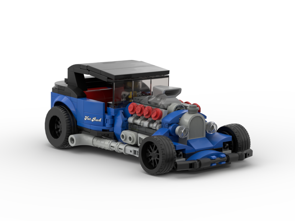 LEGO MOC V8 Hot Rod by TheBoostedBrick | Rebrickable Build with LEGO