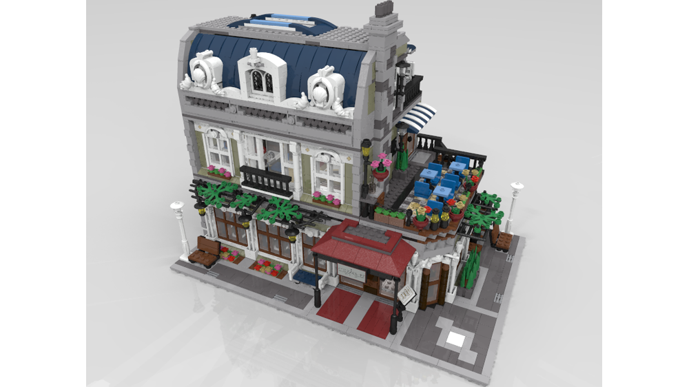 LEGO MOC Parisian Restaurant Corner by dagupa Rebrickable Build with LEGO