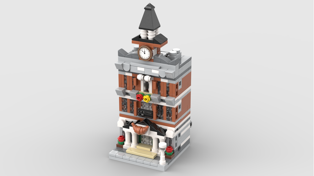 LEGO MOC Mini Modular 10224 Town Hall by christromans Rebrickable Build with LEGO