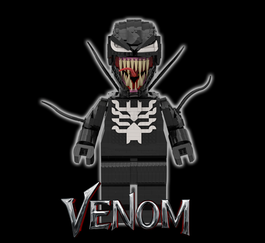 LEGO MOC Venom Mega Figure (for official helmet set 76187) by bootbricks